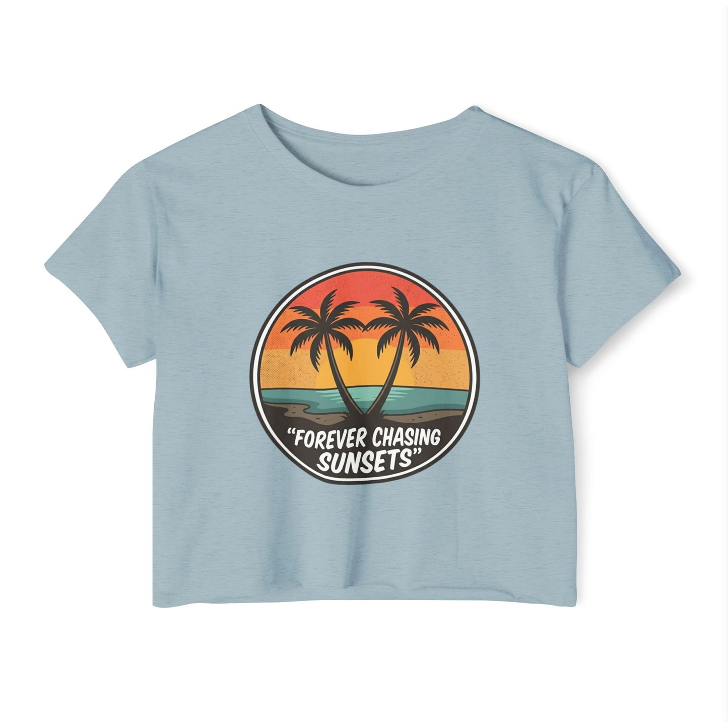 Forever Chasing Sunsets Crop Top - Vintage Palm Beach Festival Tee