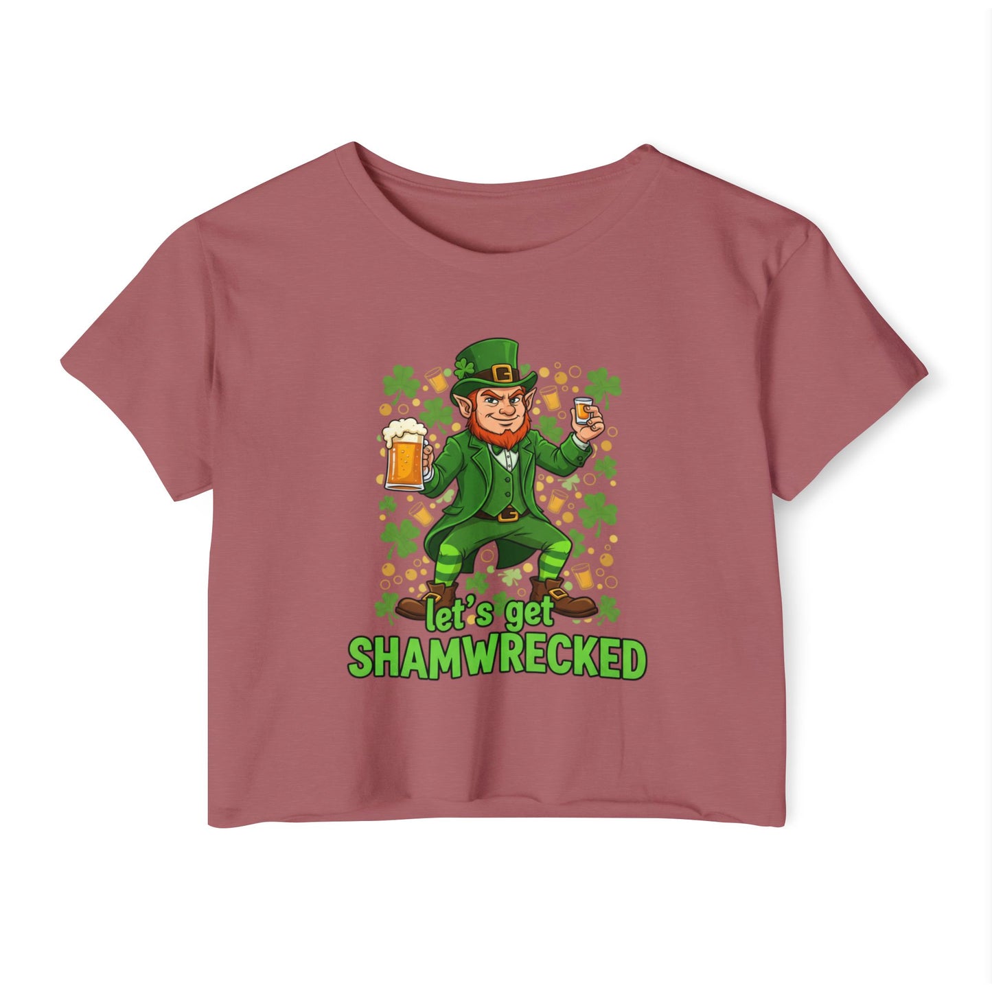 Let’s Get Shamwrecked Leprechaun Shamrock Crop Top | St. Patrick’s Day