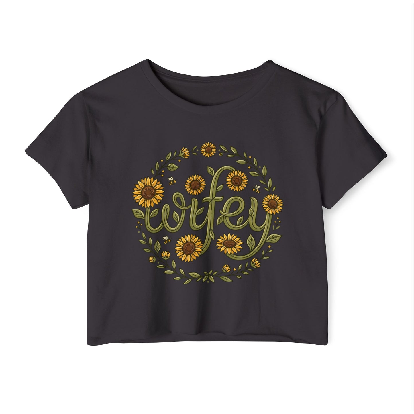 Wifey Sunflower Crop Top — Floral Bridal Festival Tee