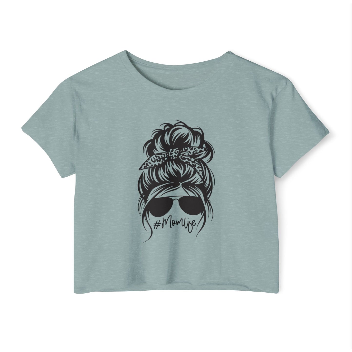 Mom Life Festival Crop Top — Messy Bun Sunglasses Graphic Tee