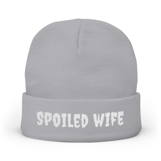 Spoiled Wife Knit Beanie | Embroidered Cuffed Hat