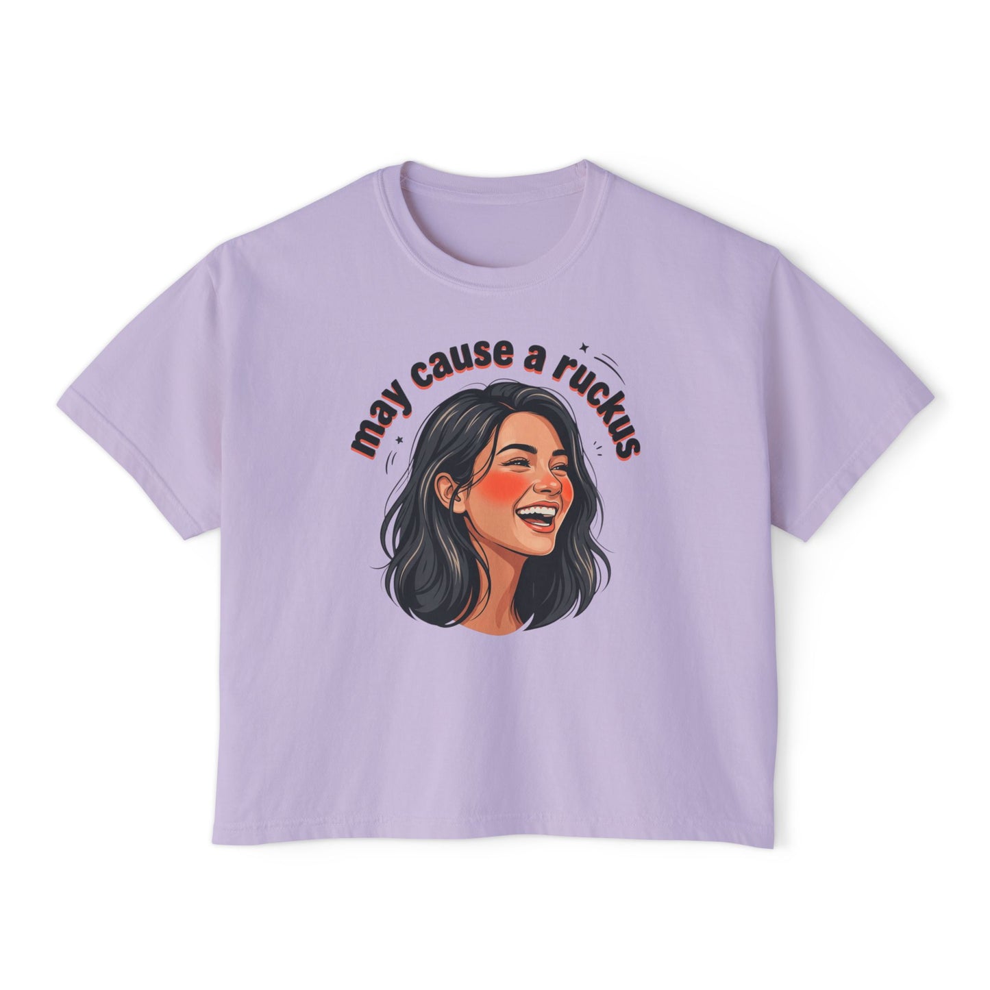 may cause a ruckus tee | laughing woman illustration