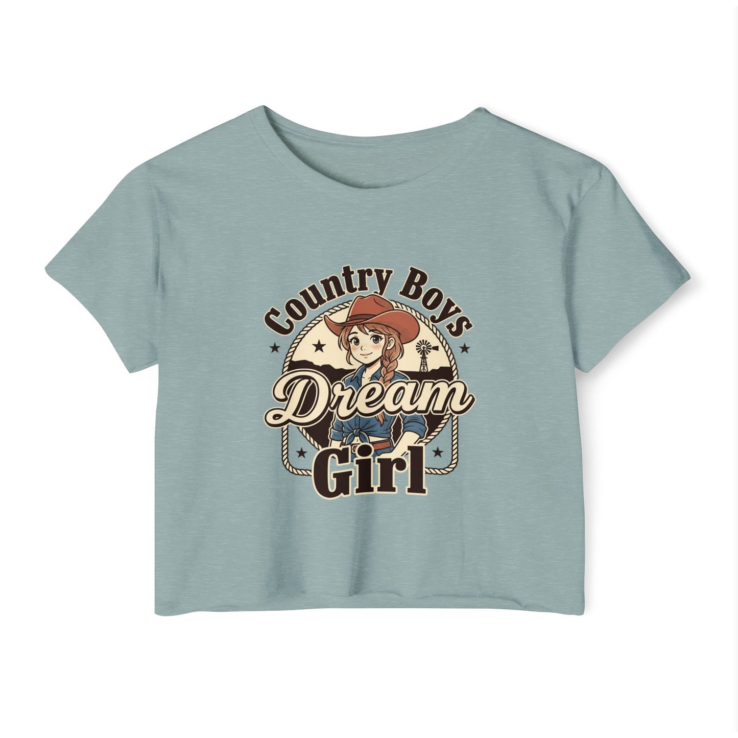 Country Boys Dream Girl Crop Top – Retro Cowgirl Festival Tee