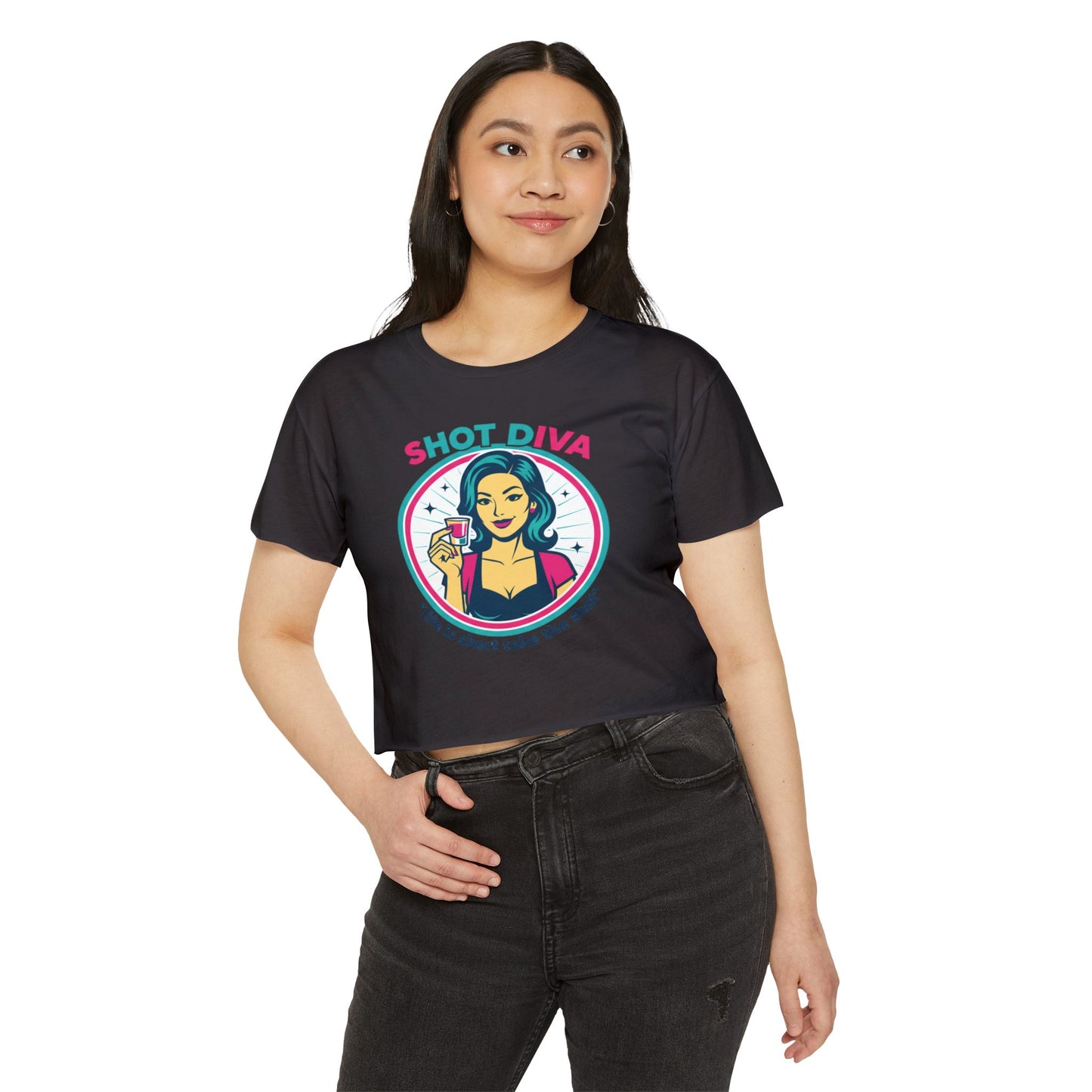 Shot Diva Bartender Crop Top | Festival Bartender Graphic