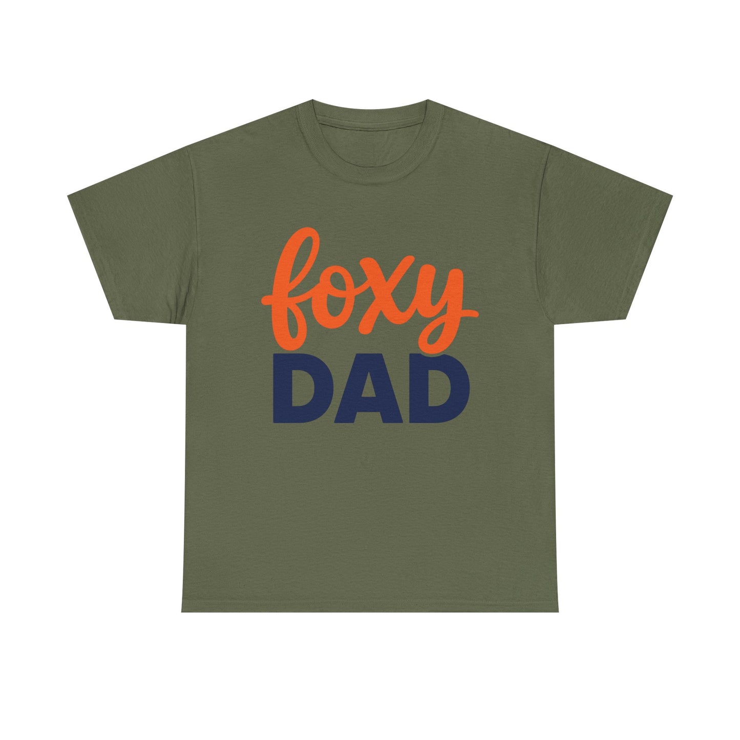 Foxy Dad T-Shirt | Dad Typography Tee, Orange Script Navy Bold