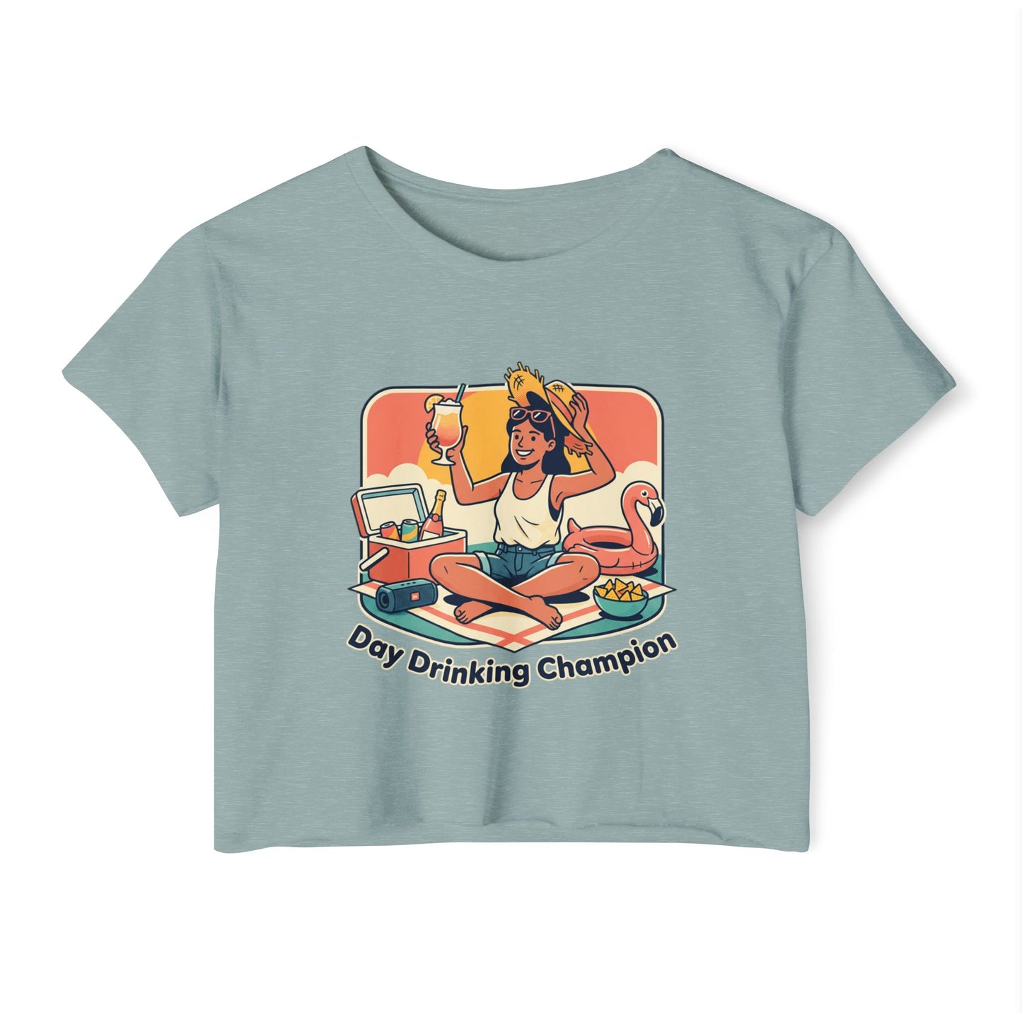 Day Drinking Champion Crop Top — Women's Festival Summer Tee