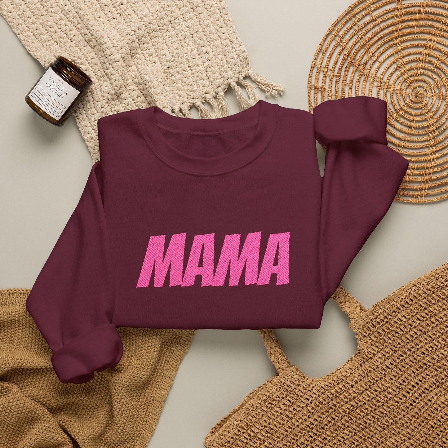 Pink Glitter MAMA Crewneck Sweatshirt | Mama Mom Mother's Day Top