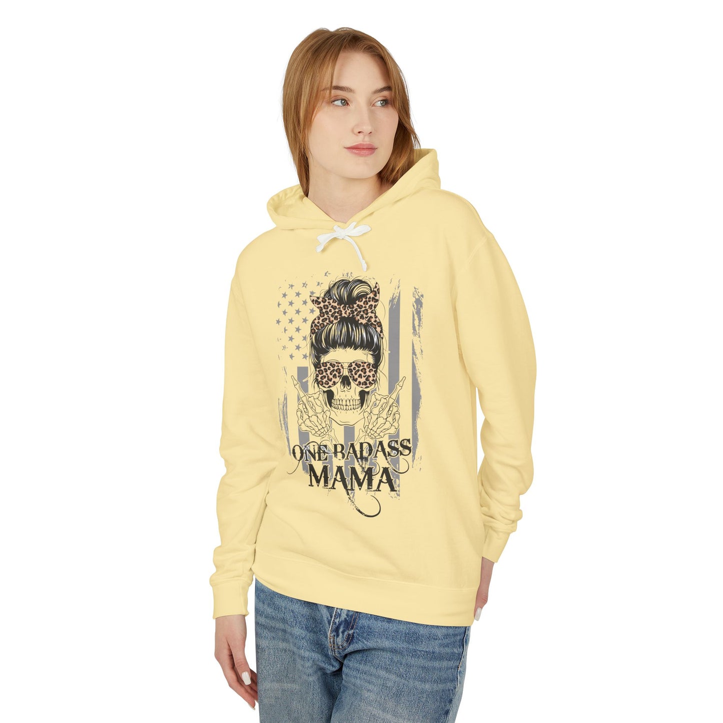 One Badass Mama Hooded Sweatshirt - Unisex Lightweight Sweatshirt for Moms