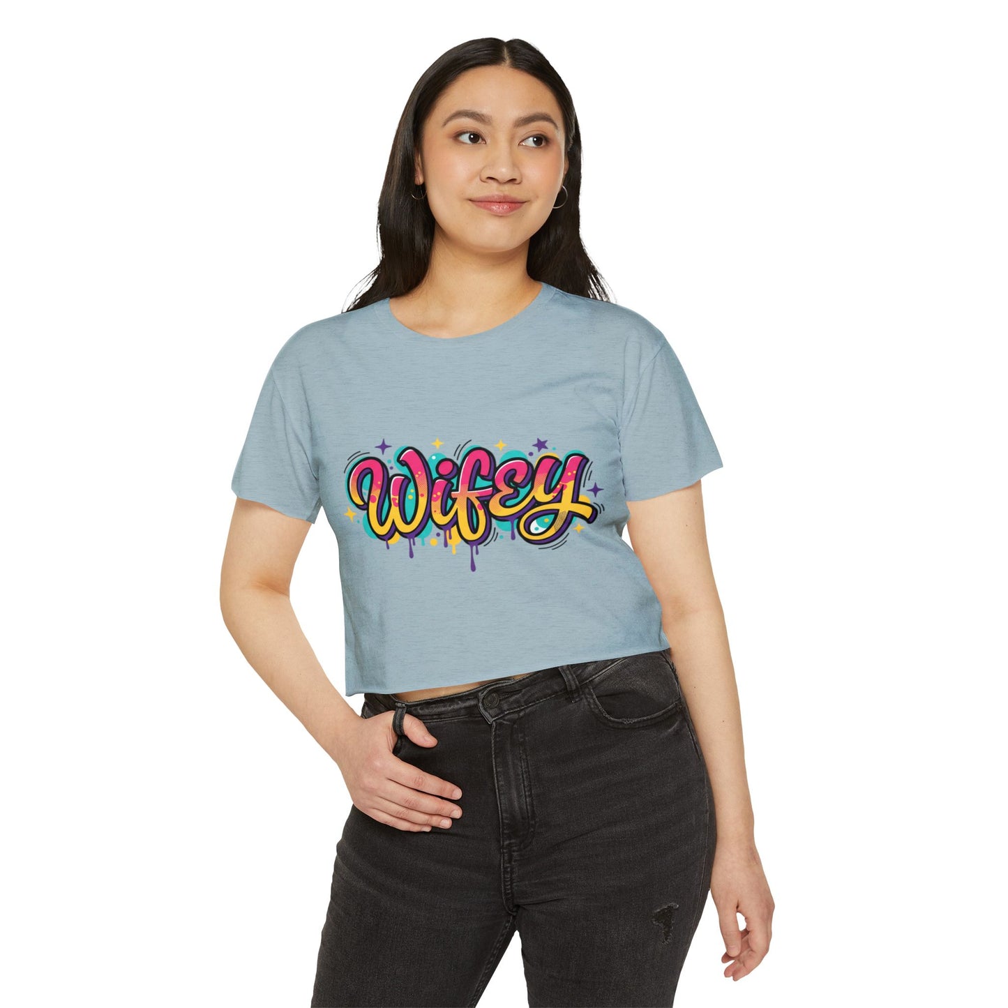 Wifey Graffiti Crop Top | Colorful Script, Festival Street Style