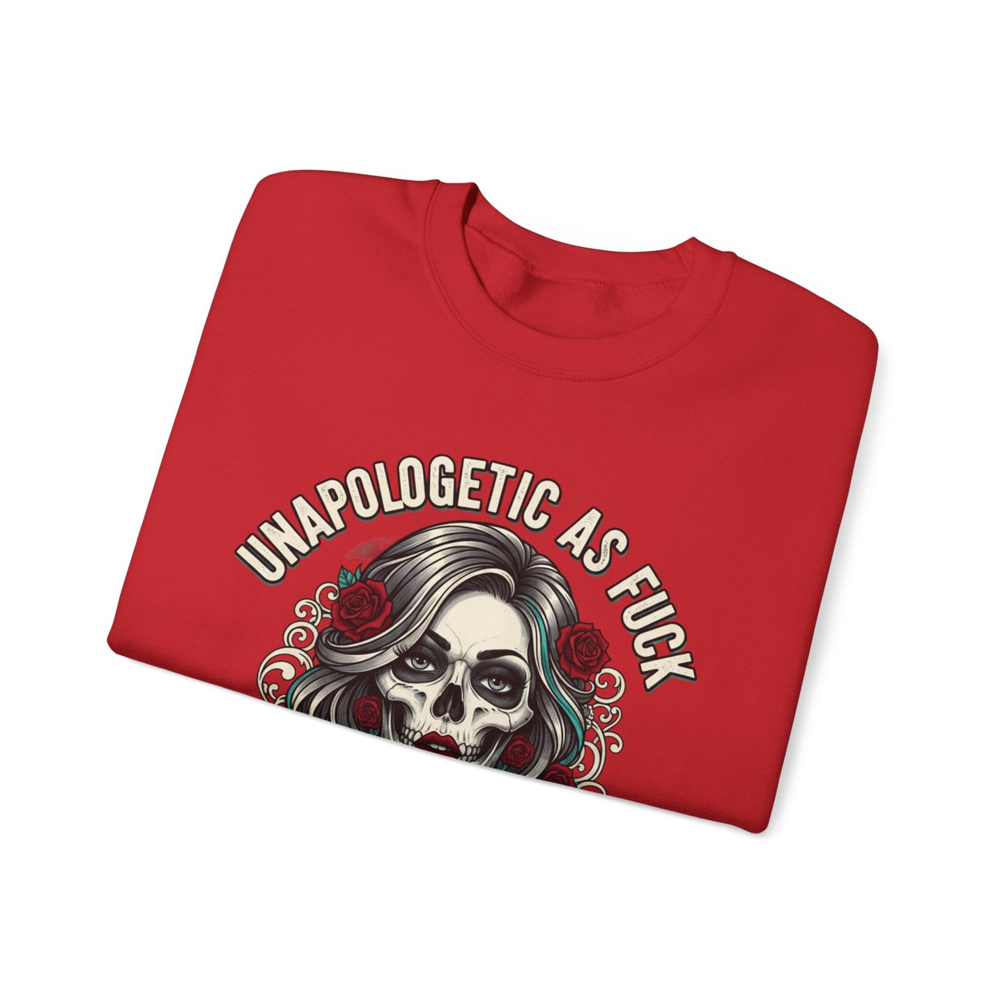 Unapologetic Skull Girl Crewneck Sweatshirt | Day of the Dead Floral Graphic