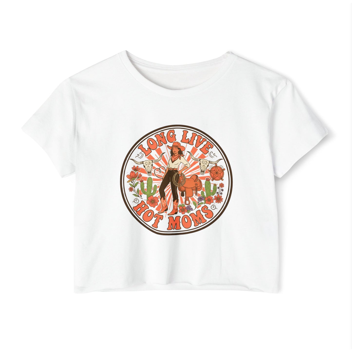 Long Live Hot Moms Crop Top | Retro Floral Pinup Mom Design, mom tee