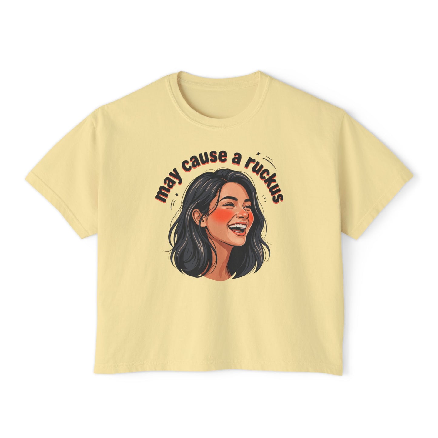 may cause a ruckus tee | laughing woman illustration