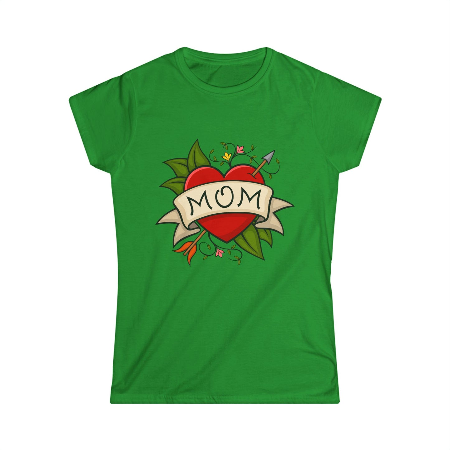 Mom Heart Banner Tee | Tattoo Style Mother's Day Shirt