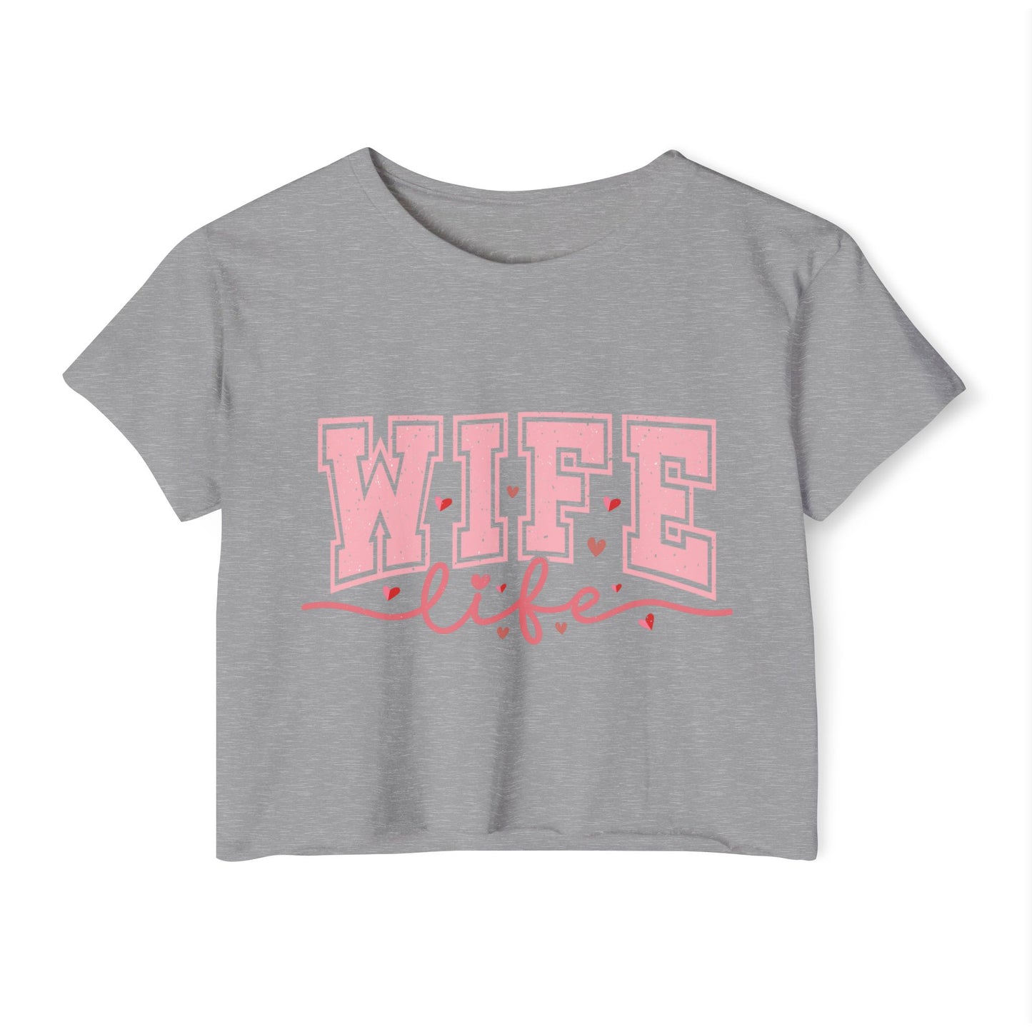 Wife Life Crop Top — Pink Retro Varsity "WIFE life" Festival Tee