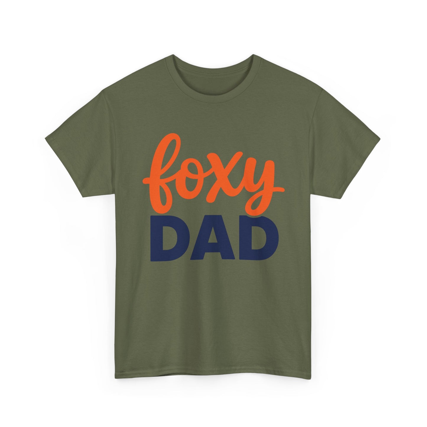 Foxy Dad T-Shirt | Dad Typography Tee, Orange Script Navy Bold