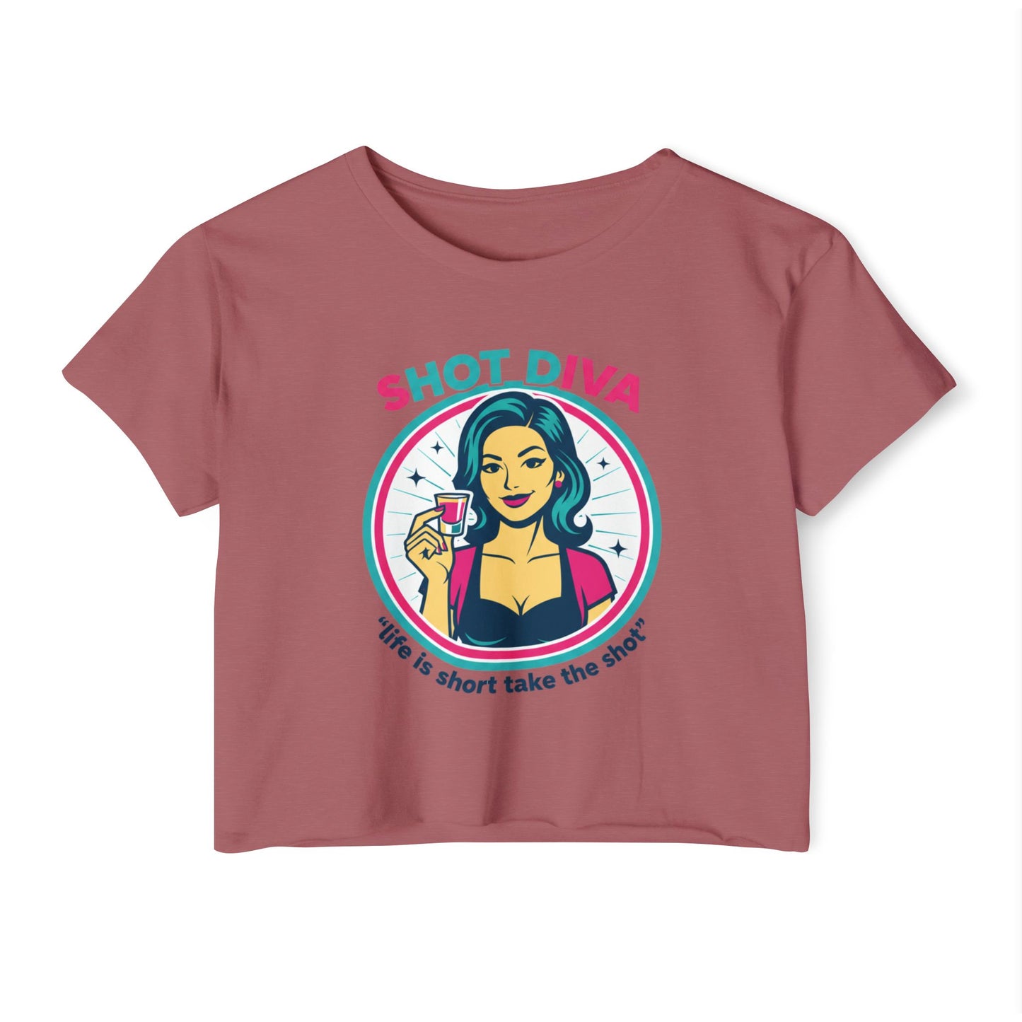 Shot Diva Bartender Crop Top | Festival Bartender Graphic