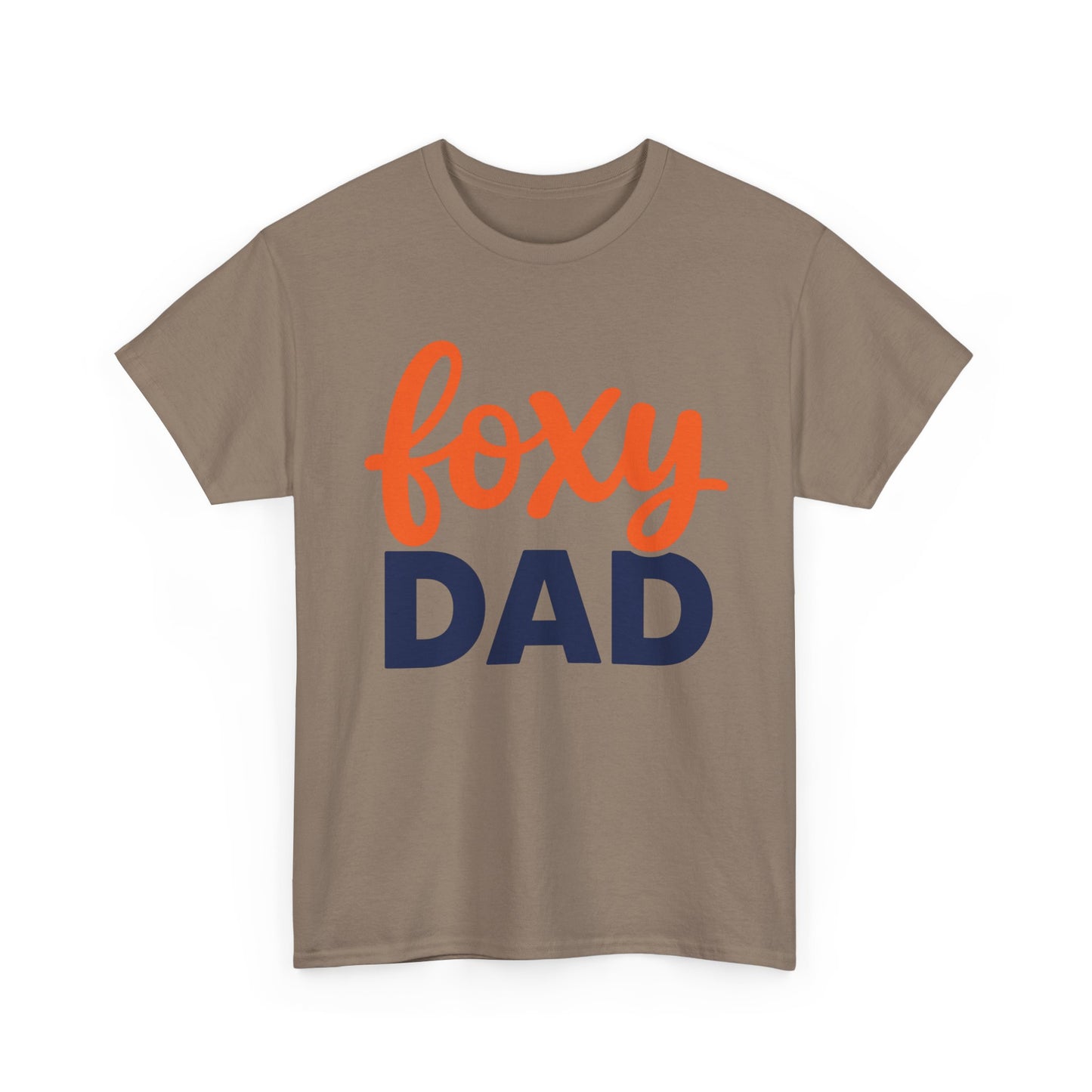 Foxy Dad T-Shirt | Dad Typography Tee, Orange Script Navy Bold