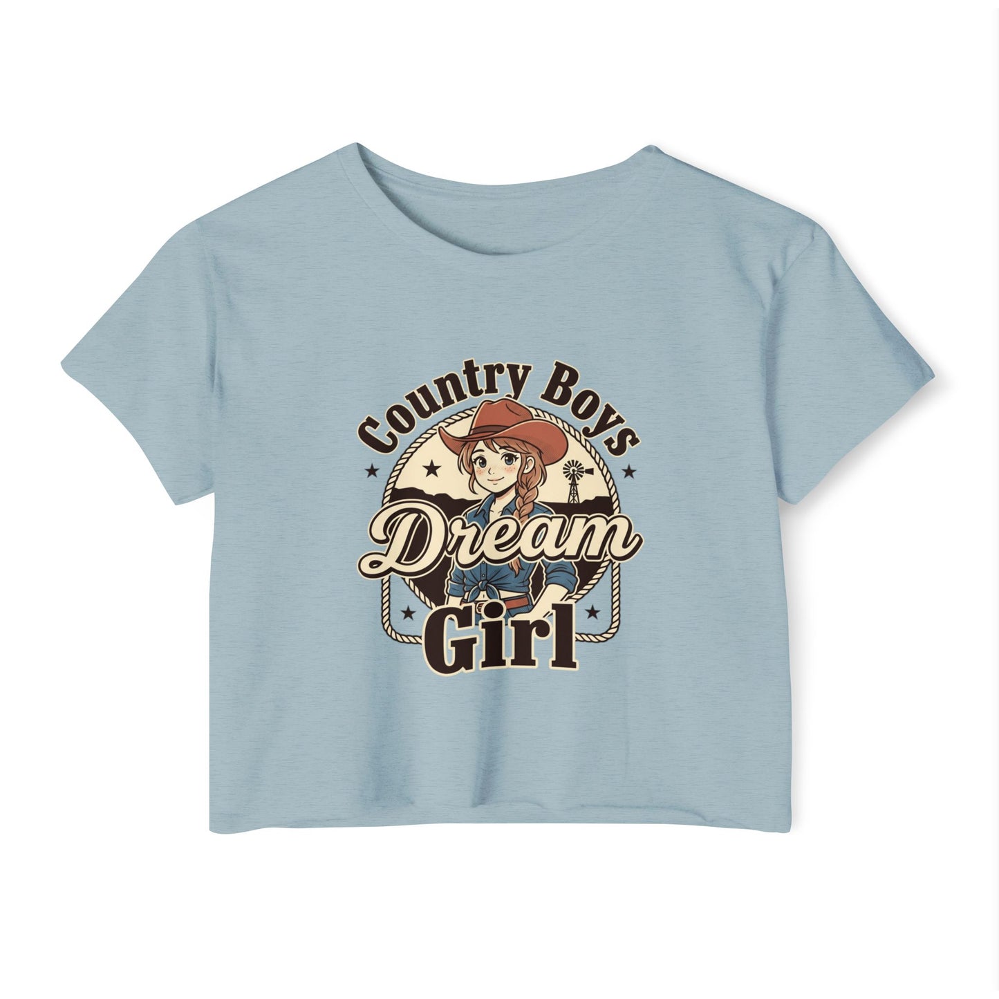 Country Boys Dream Girl Crop Top – Retro Cowgirl Festival Tee