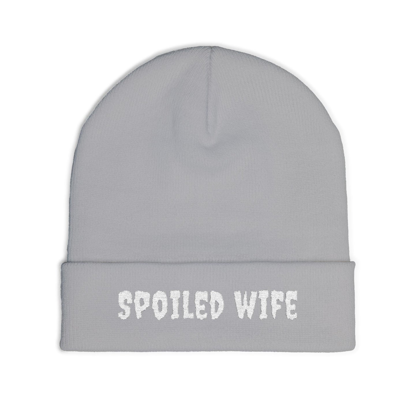 Spoiled Wife Knit Beanie | Embroidered Cuffed Hat