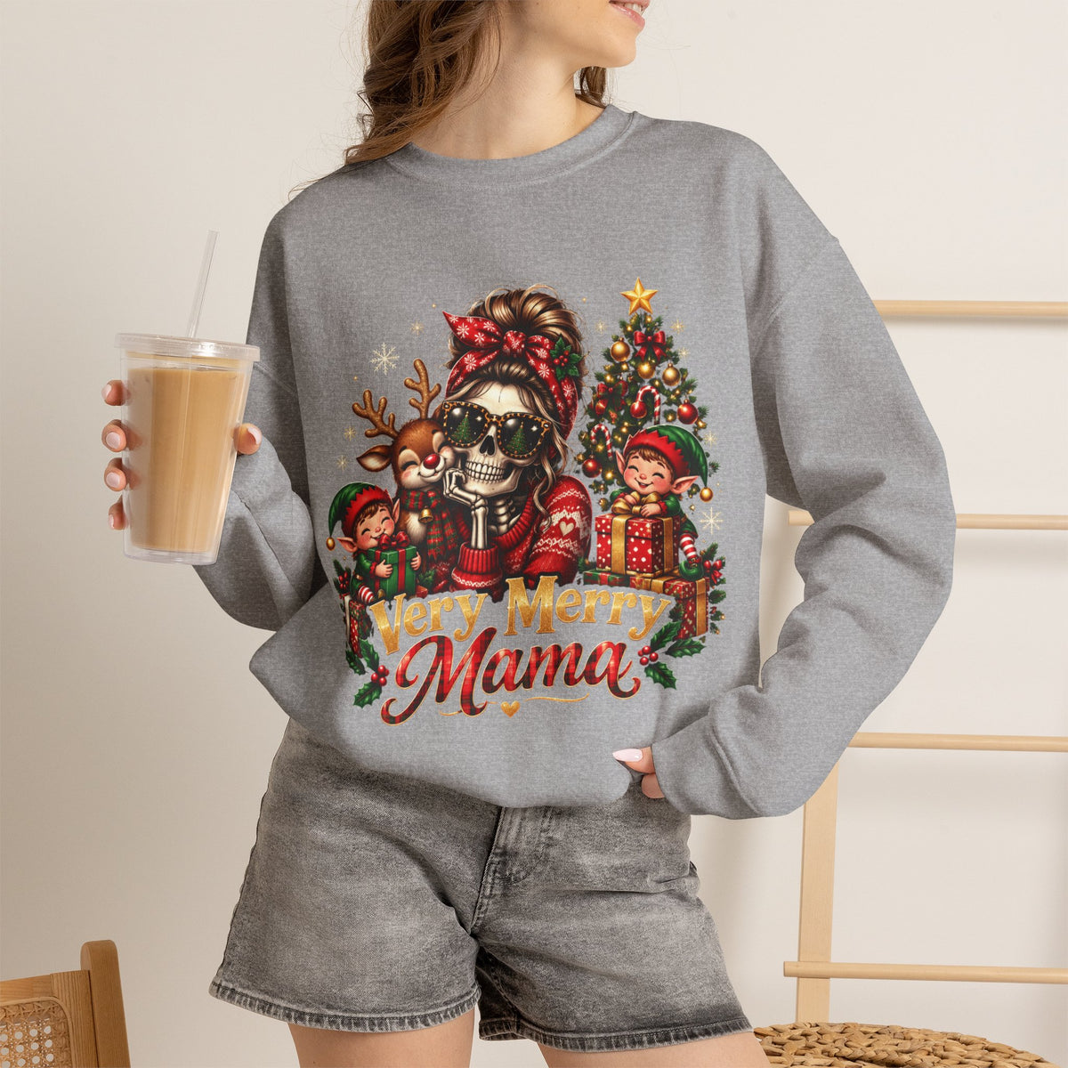 Very Merry Mama Christmas Family Design Sweatshirt