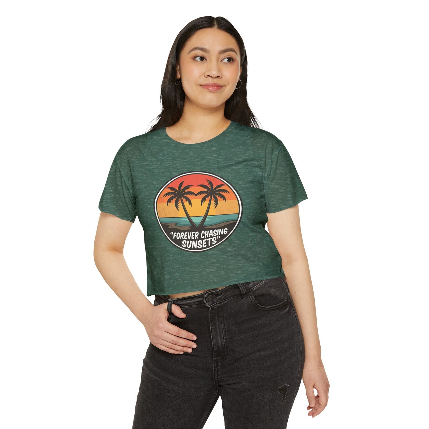 Forever Chasing Sunsets Crop Top - Vintage Palm Beach Festival Tee