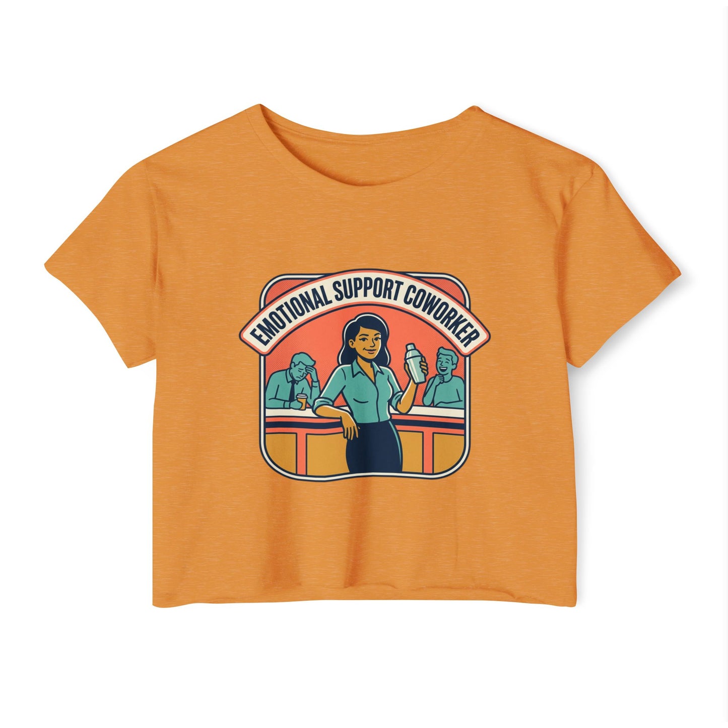Emotional Support Coworker Crop Top — Retro Office Lady Festival Tee