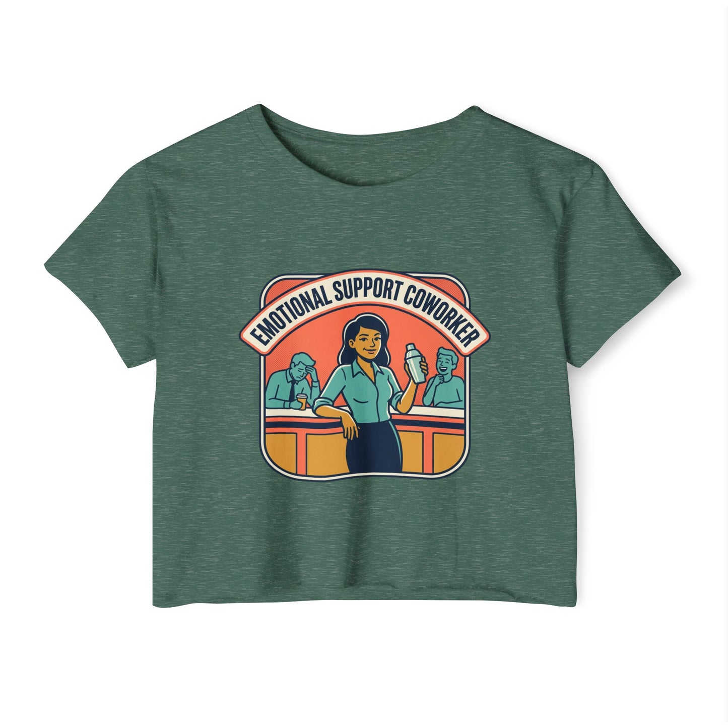 Emotional Support Coworker Crop Top — Retro Office Lady Festival Tee
