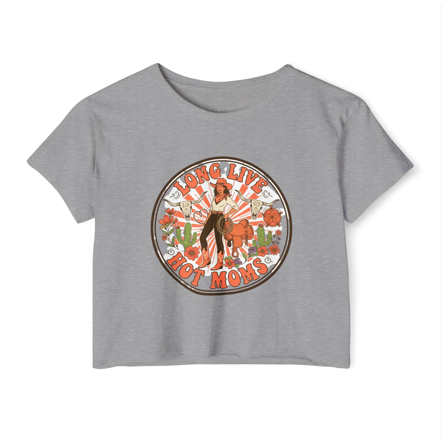 Long Live Hot Moms Crop Top | Retro Floral Pinup Mom Design, mom tee