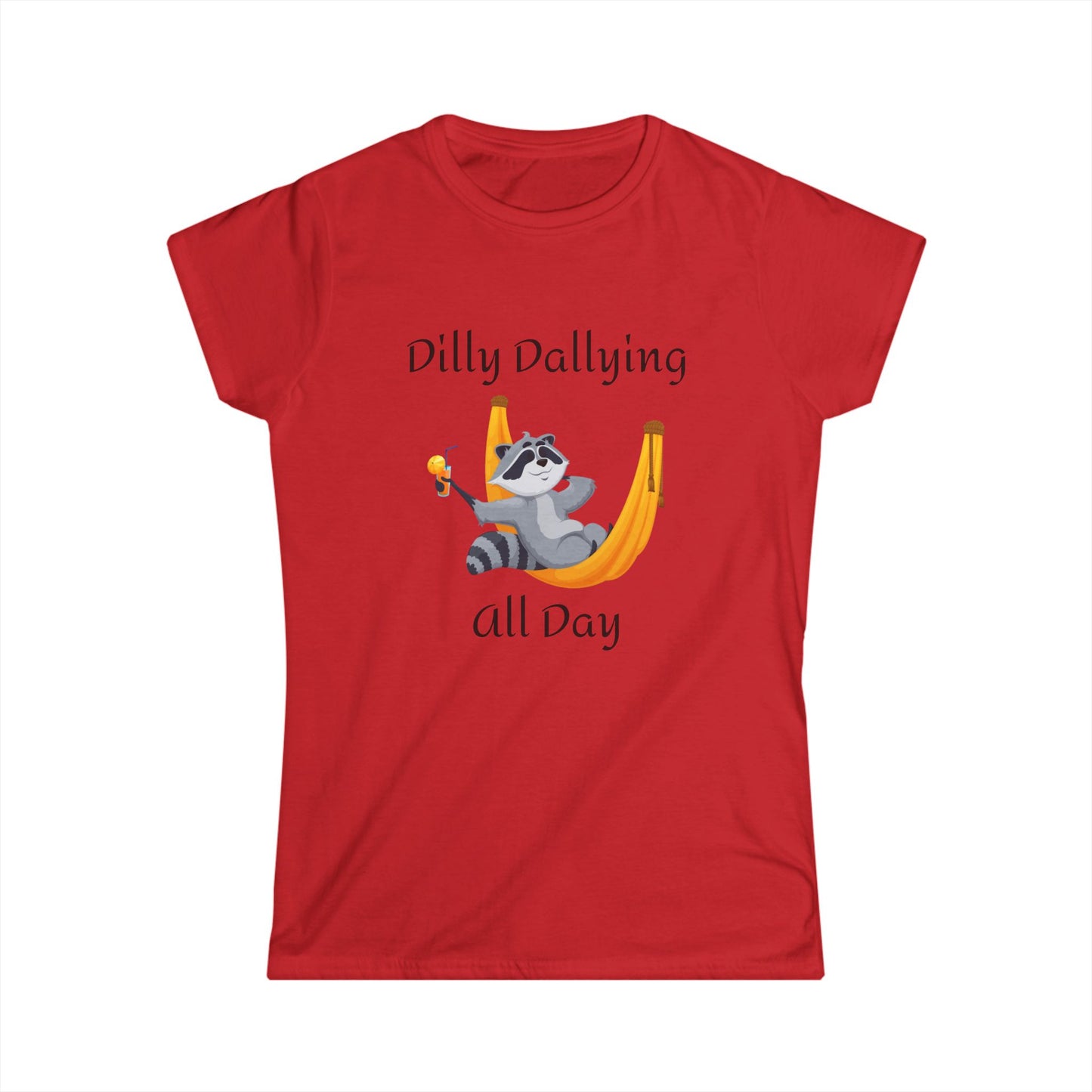 Dilly Dallying Raccoon Women's Softstyle Tee