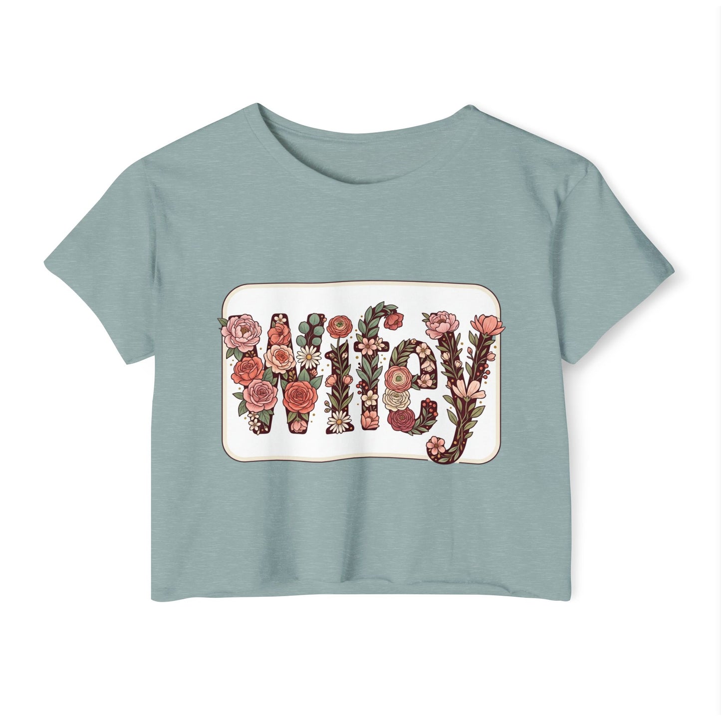Women's 'Wifey' Floral Crop Top — Boho Festival Graphic Tee
