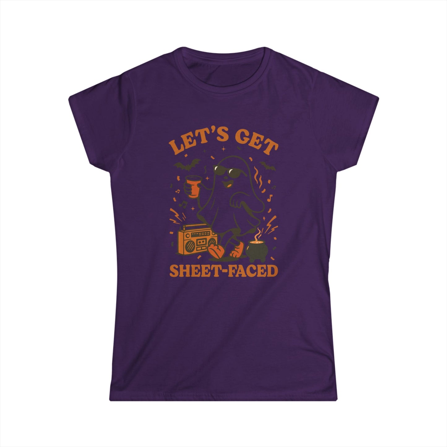 Ghost Party Women's Tee, Funny Halloween Shirt, Casual Graphic Top, Gift for Friends, Halloween Costume Alternative, Sheet-Faced Tee