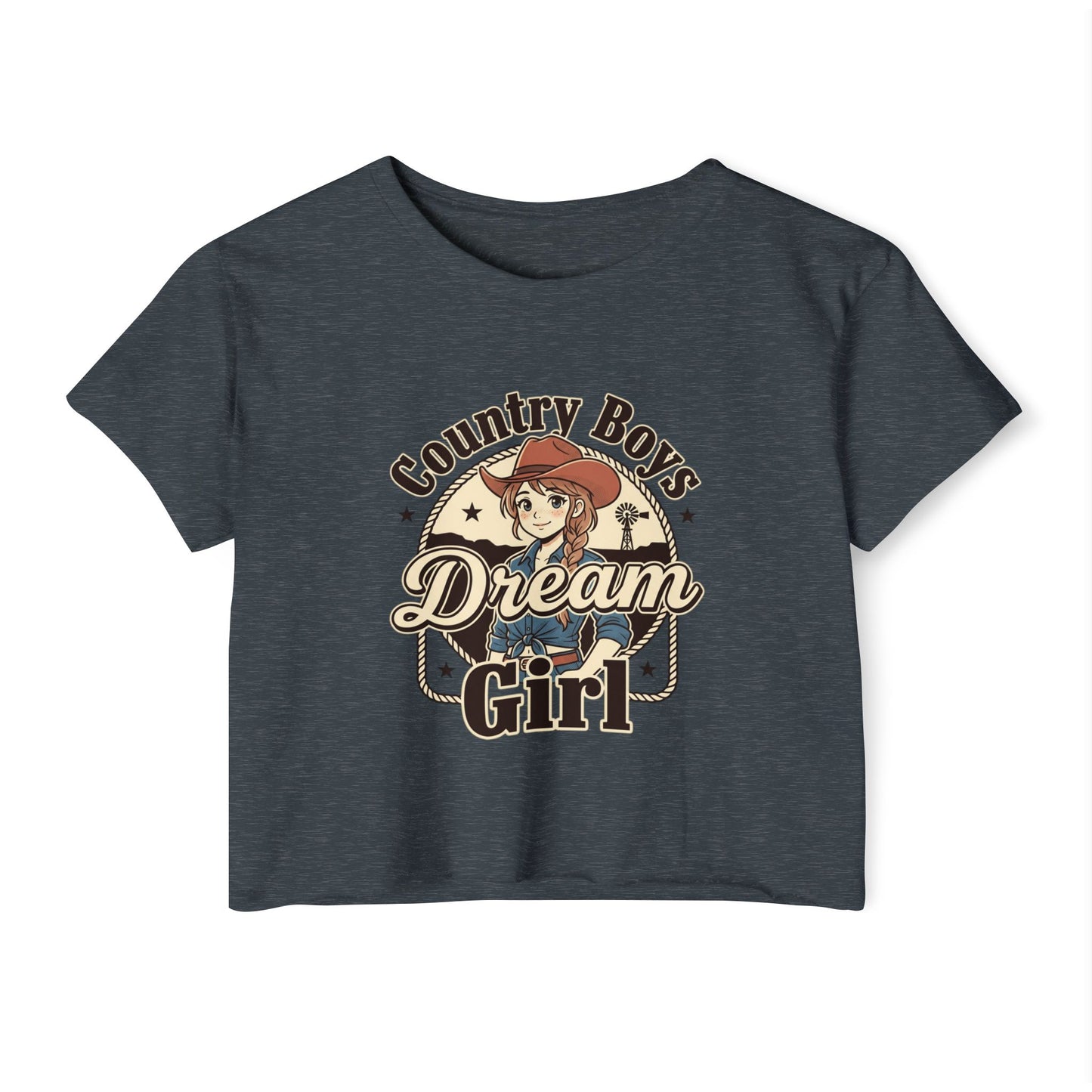 Country Boys Dream Girl Crop Top – Retro Cowgirl Festival Tee