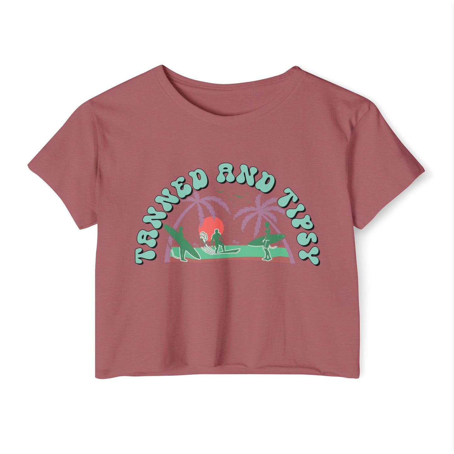 Tanned and Tipsy Women’s Festival Crop Top, Summer Vibe Shirt, Boho Style Tee, Beach Party Essential, Concert Outfit, Vacation Fashion