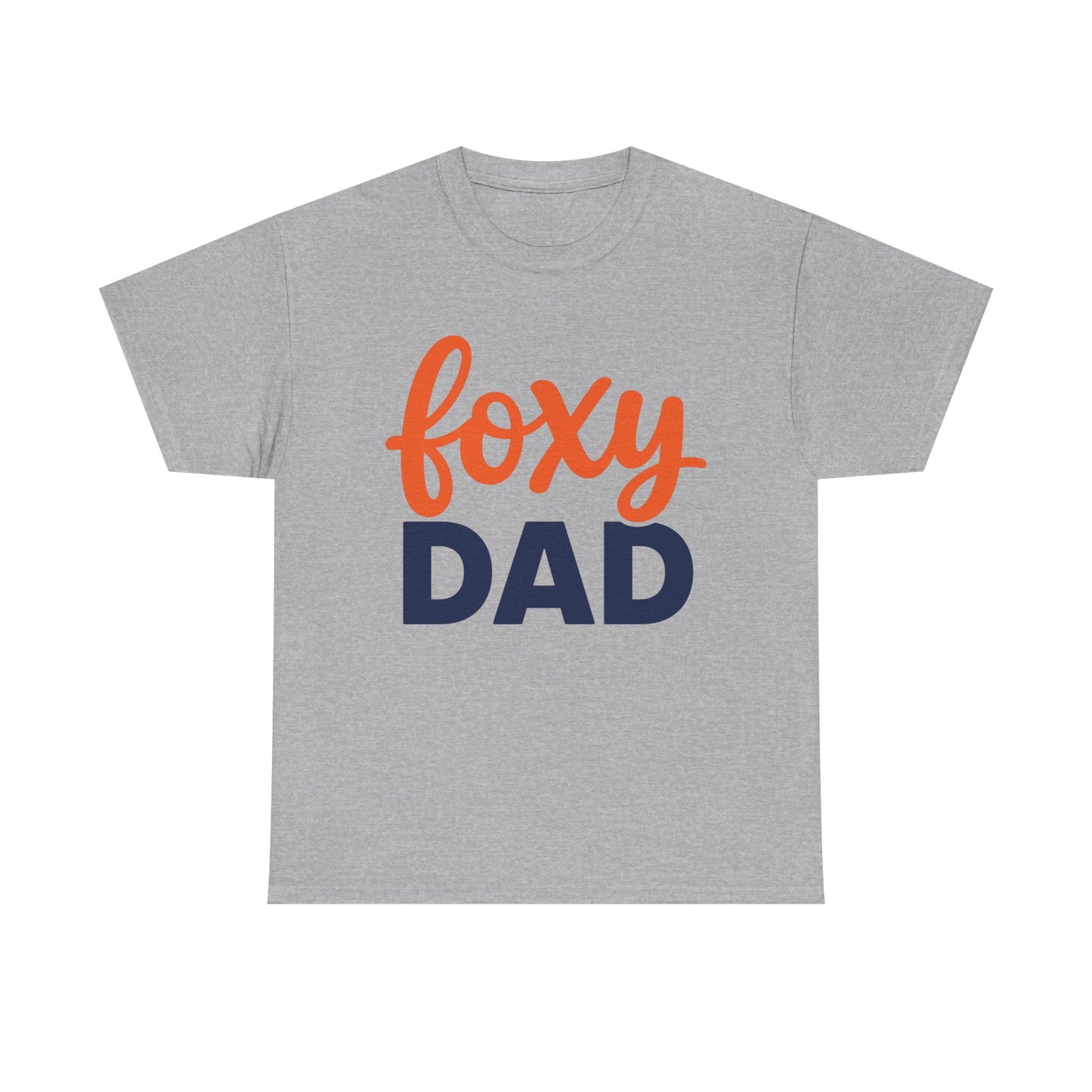 Foxy Dad T-Shirt | Dad Typography Tee, Orange Script Navy Bold