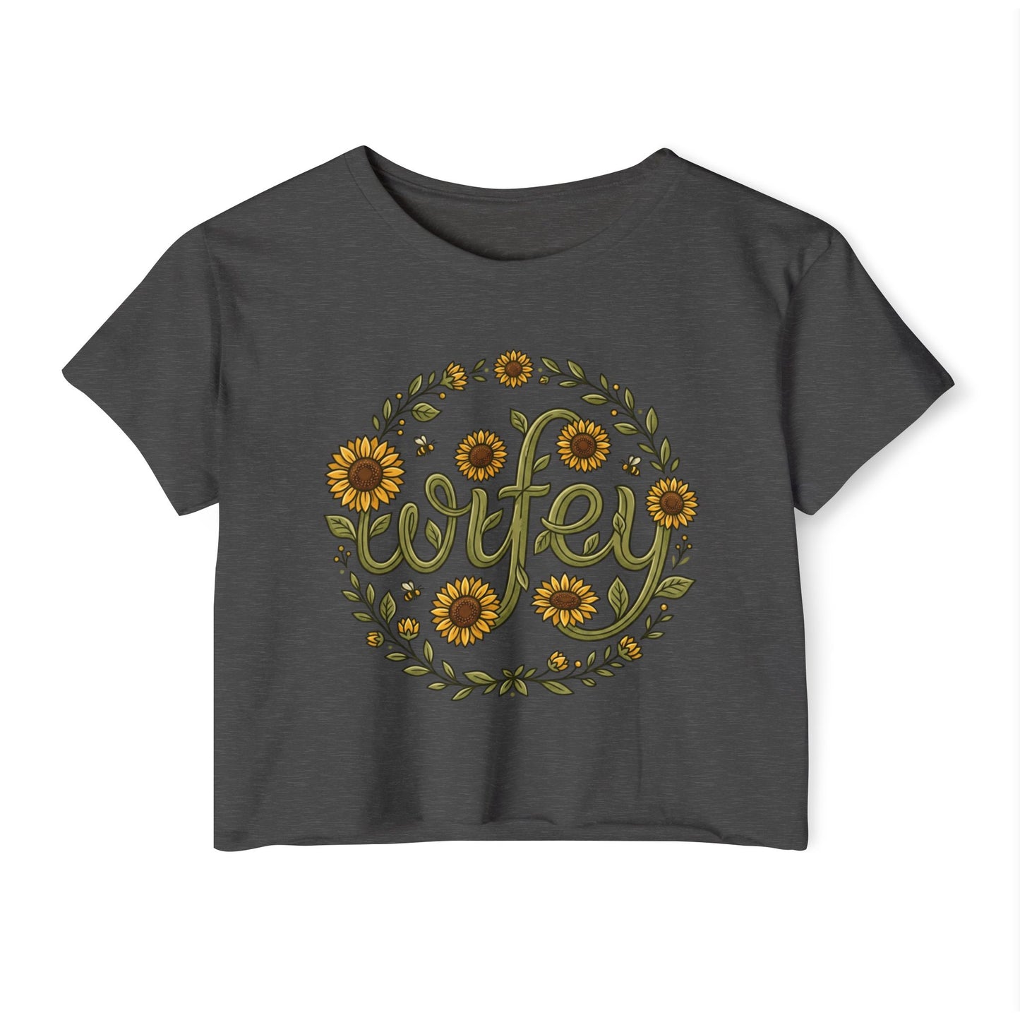 Wifey Sunflower Crop Top — Floral Bridal Festival Tee
