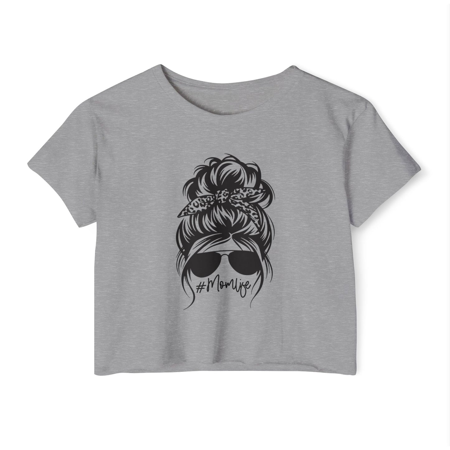 Mom Life Festival Crop Top — Messy Bun Sunglasses Graphic Tee