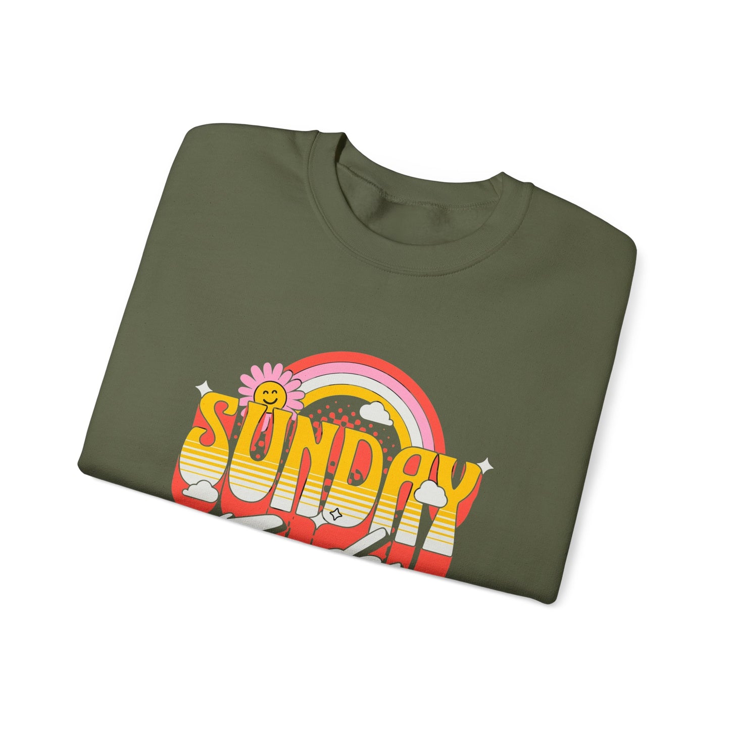 Sunday Funday Unisex Crewneck Sweatshirt - Retro Rainbow Design