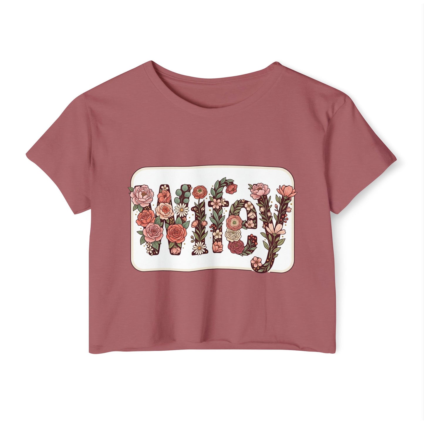 Women's 'Wifey' Floral Crop Top — Boho Festival Graphic Tee