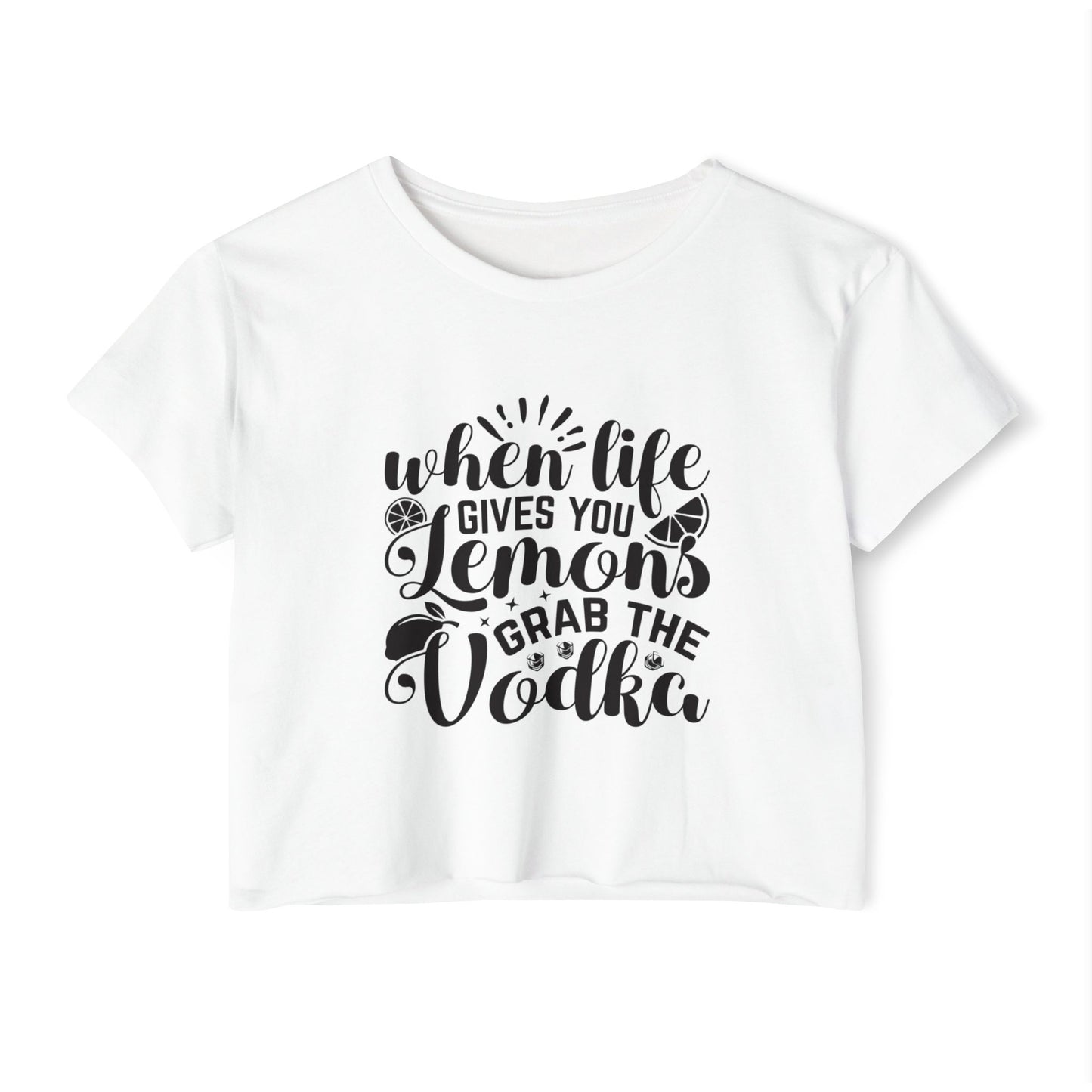 Crop Top — "When Life Gives You Lemons, Grab the Vodka" Graphic Festival Tee