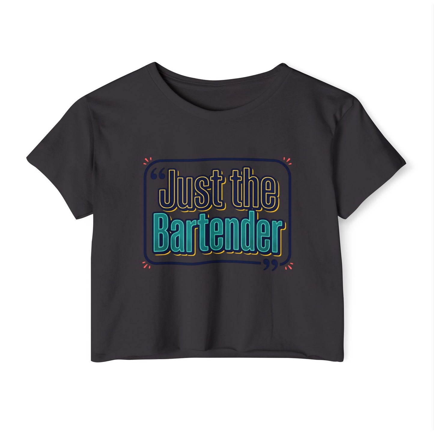 Crop Top — "Just the Bartender" Retro Graphic Festival Tee