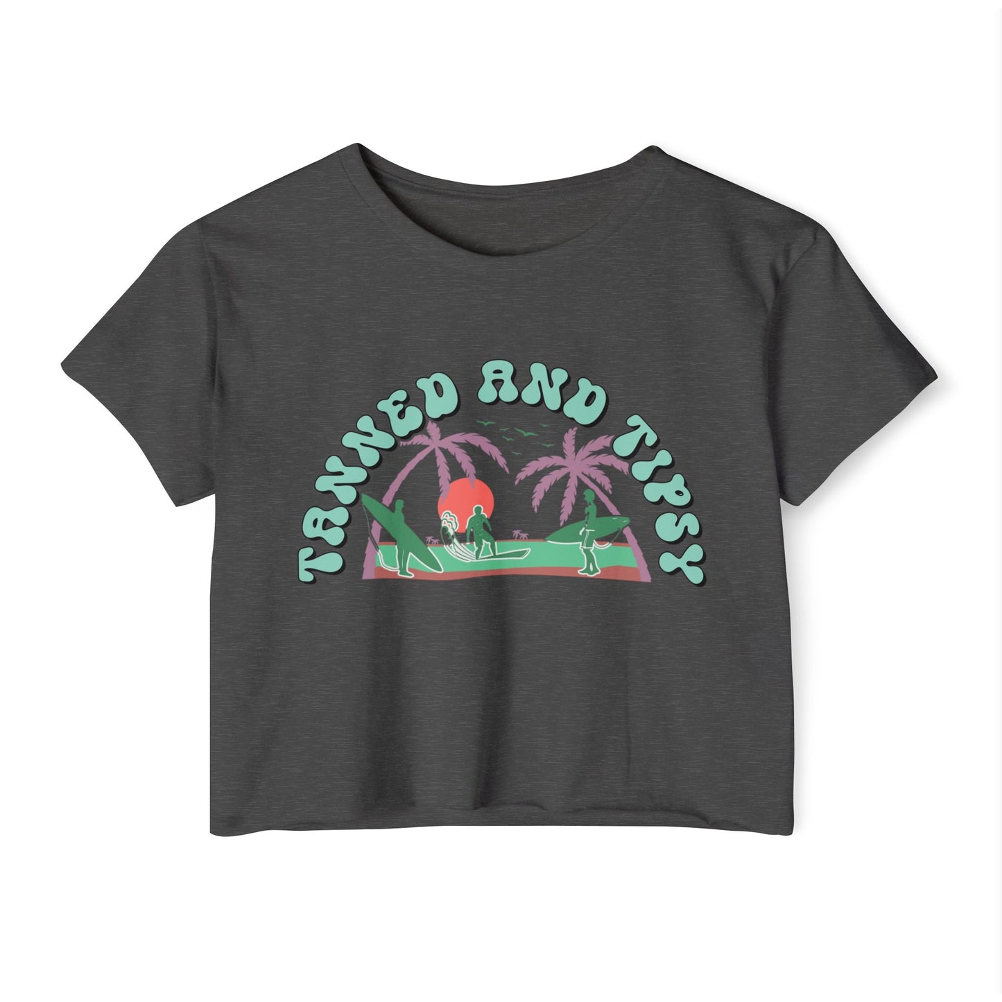 Tanned and Tipsy Women’s Festival Crop Top, Summer Vibe Shirt, Boho Style Tee, Beach Party Essential, Concert Outfit, Vacation Fashion