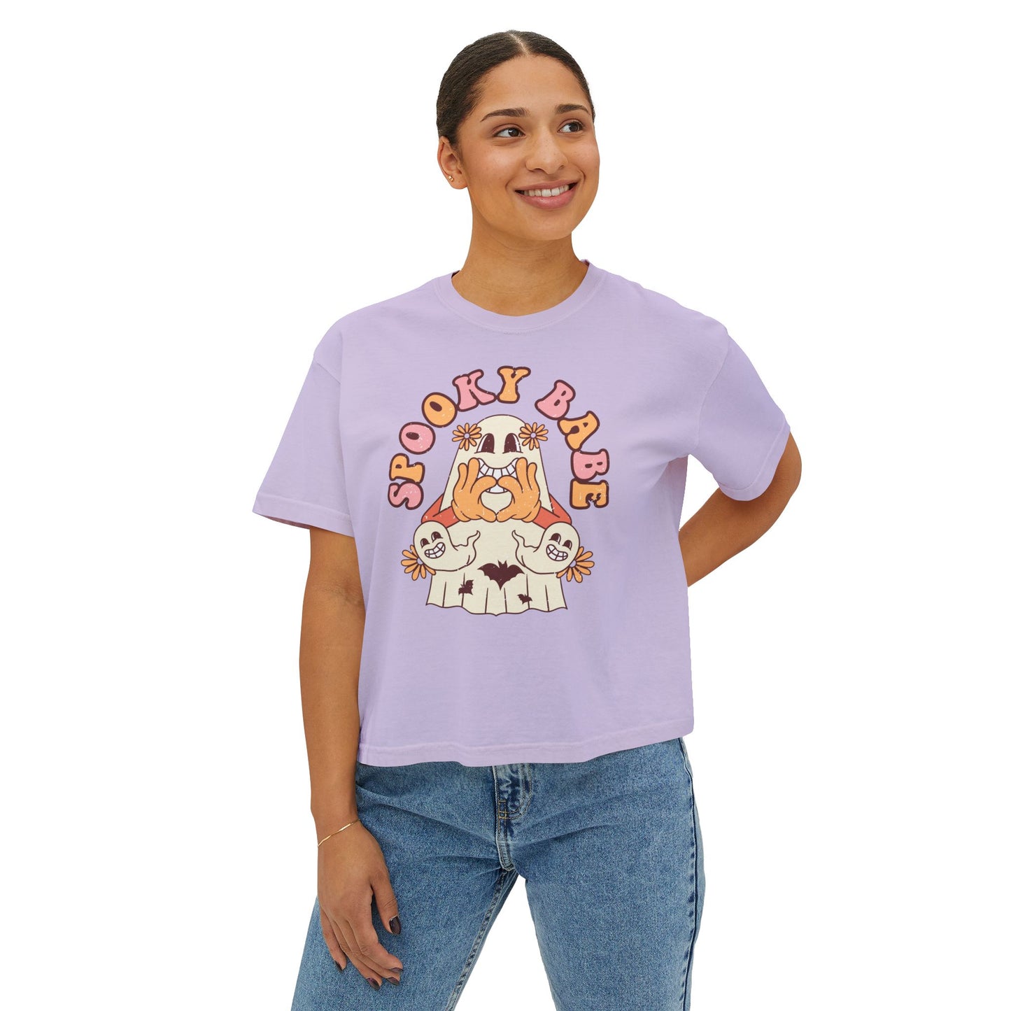 Spooky Babe Women's Boxy Tee | Halloween Shirt, Cute Tee, Graphic Tee, Fall Fashion, Gift for Her