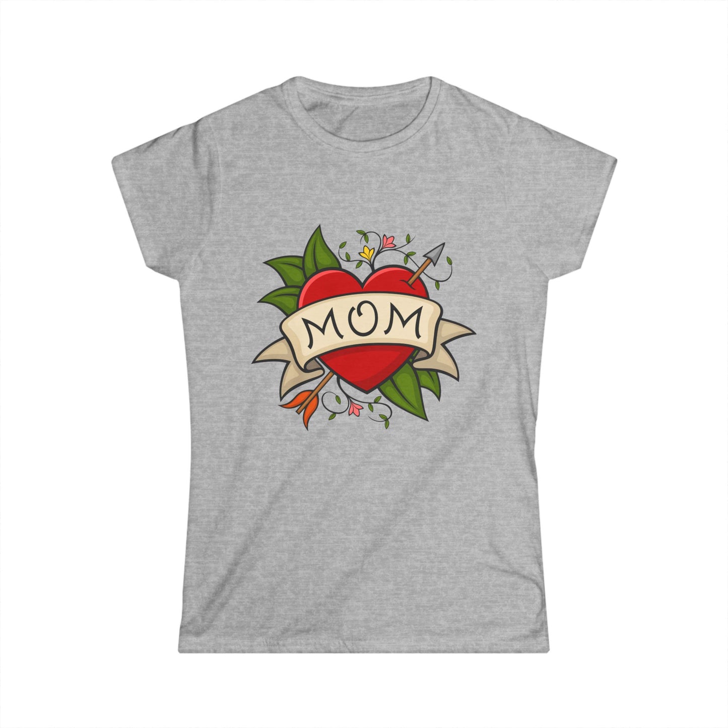 Mom Heart Banner Tee | Tattoo Style Mother's Day Shirt