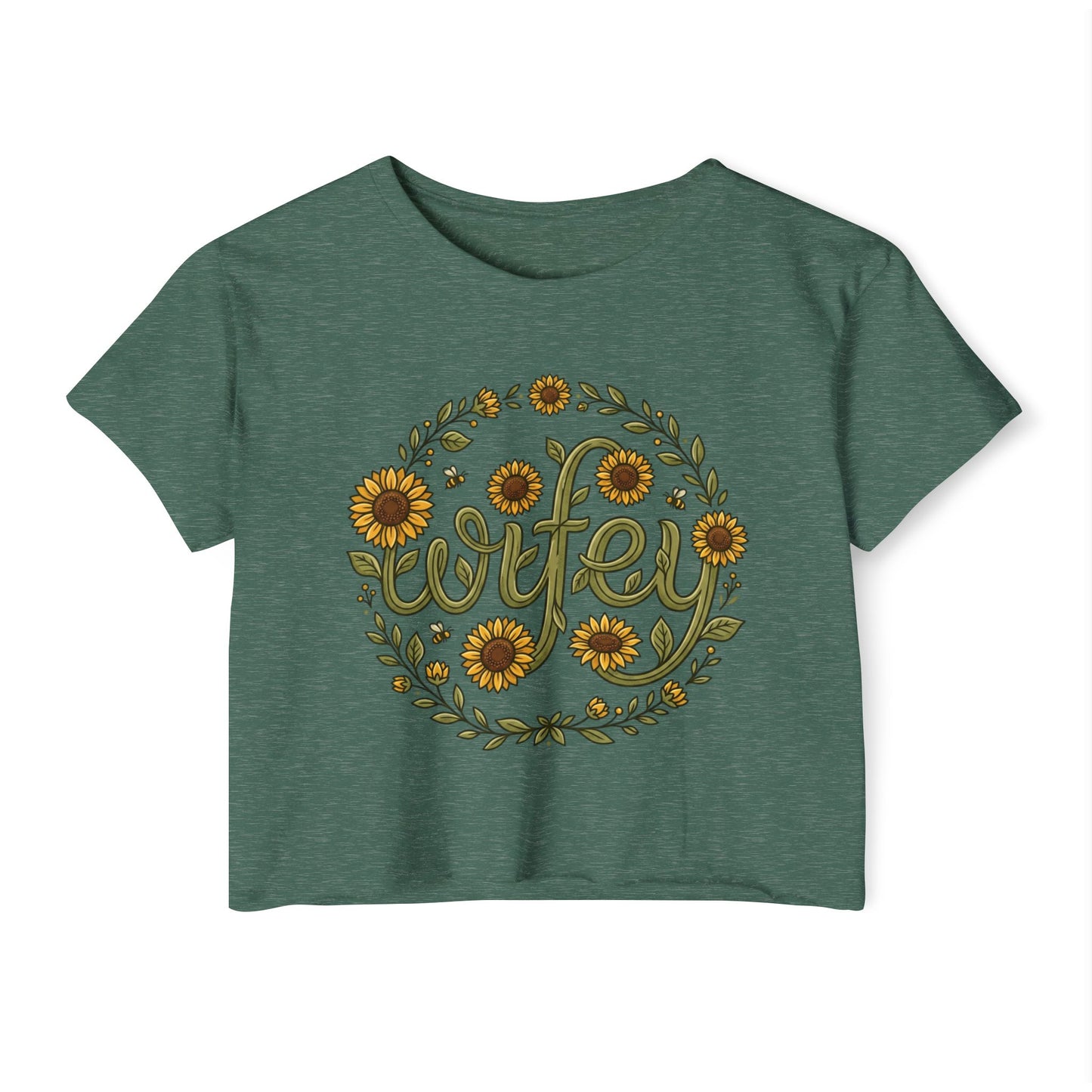 Wifey Sunflower Crop Top — Floral Bridal Festival Tee