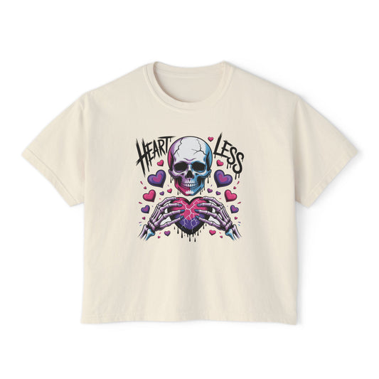 Heartless Skull Holding Heart T‑Shirt | Gothic Skull Tee, Pink Hearts Graphic