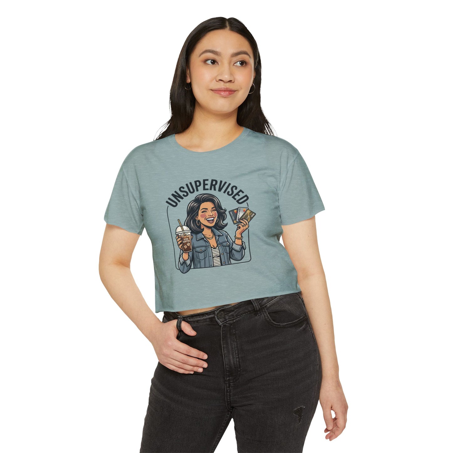Crop Top — "Unsupervised" Graphic Women's Festival Crop Top