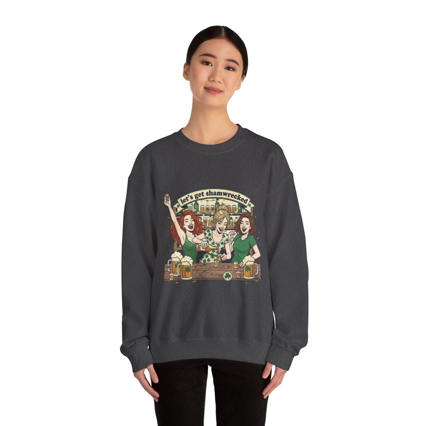 Let's Get Shamrocked Irish Pub Party Sweatshirt | St. Patrick's Day Beer Girls