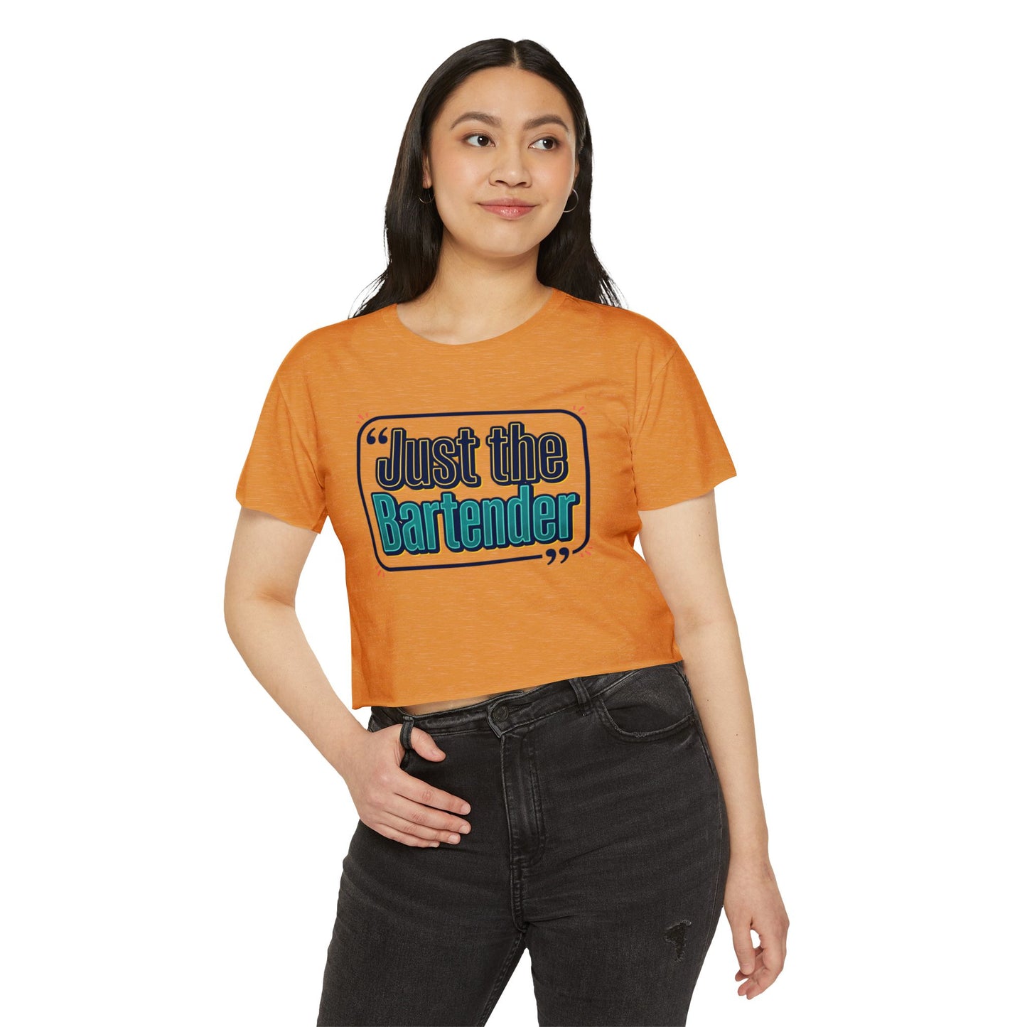 Crop Top — "Just the Bartender" Retro Graphic Festival Tee