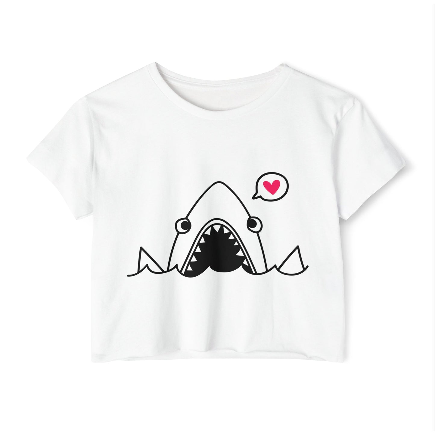 Cute Shark Crop Top — Funny Heart Bubble Women's Festival Tee