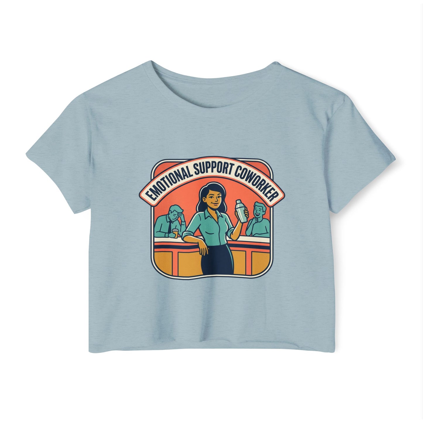 Emotional Support Coworker Crop Top — Retro Office Lady Festival Tee